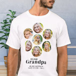 Camiseta Orgulloso GRANDMPA Personalizado 7 Graduación de C<br><div class="desc">¡Felicitaciones por la graduación de tu nieto! Como un abuelo orgulloso, mereces mostrar tu amor y apoyo con una camiseta personalizada. Este diseño retro-moderno presenta un collage de fotos mostrando siete de tus recuerdos favoritos con tu graduado. Ya sea de secundaria, universidad o universidad, esta camisa es perfecta para cualquier...</div>