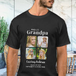 Camiseta Orgulloso GRANDMPA Personalizado moderno 4 Graduac<br><div class="desc">¡Felicitaciones por la graduación de tu nieto! Como un abuelo orgulloso, mereces mostrar tu amor y apoyo con una camiseta personalizada. Este diseño retro-moderno presenta un collage de fotos mostrando cuatro de tus recuerdos favoritos con tu graduado. Ya sea de secundaria, universidad o universidad, esta camisa es perfecta para cualquier...</div>