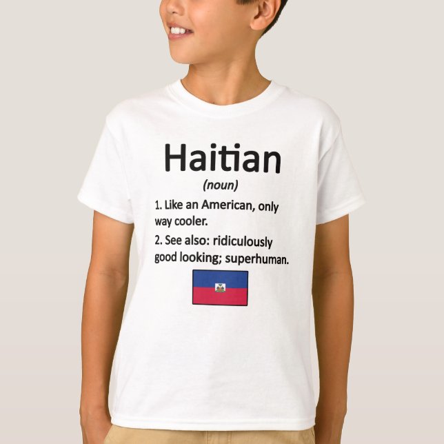 Camiseta Orgulloso haitiano reaccionó contra la bandera hai (Anverso)