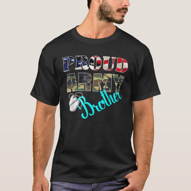 Camiseta Orgulloso Hermano Del Ejército Bandera Norteameric (Anverso)