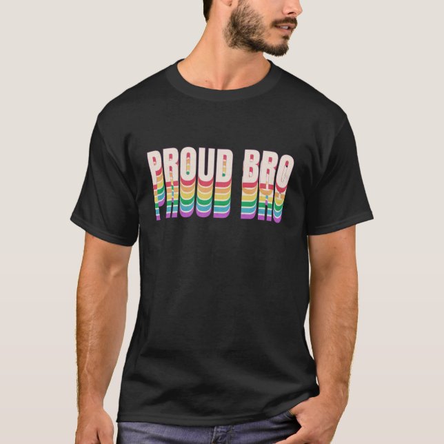 Camiseta Orgulloso hermano LGBTQ Ally LGBT Bandera Arcoiris (Anverso)