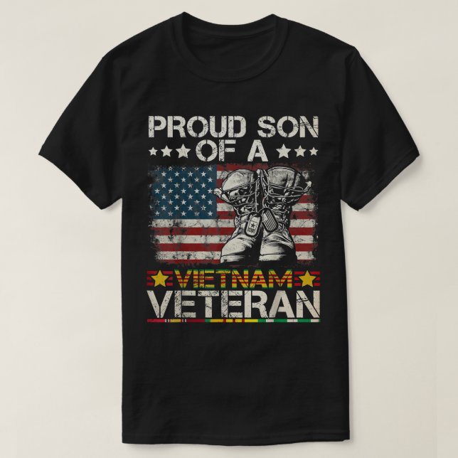 Camiseta Orgulloso Hijo De Vietnam Veterana Bandera De Esta (Diseño del anverso)