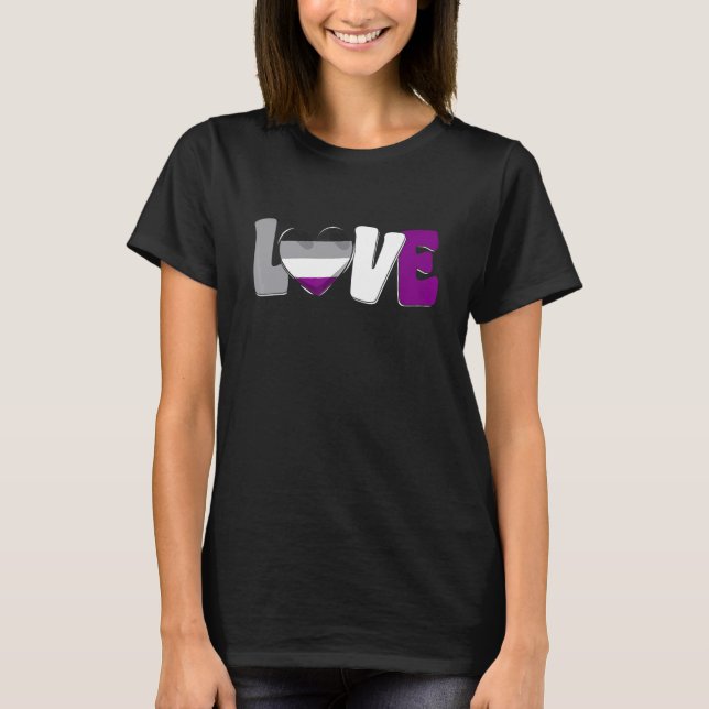 Camiseta Orgulloso Lgbt Corazón De Amor Bandera Asexual Lgb (Anverso)