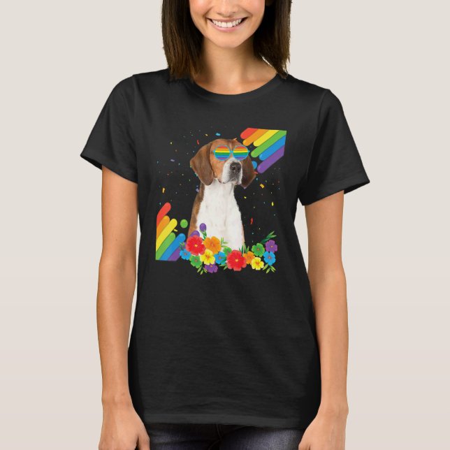 Camiseta Orgulloso Lgbt Gay English Foxhound Perro Bandera  (Anverso)