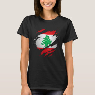 Camiseta Orgulloso libanés Bandera del Líbano Rota Desgarra