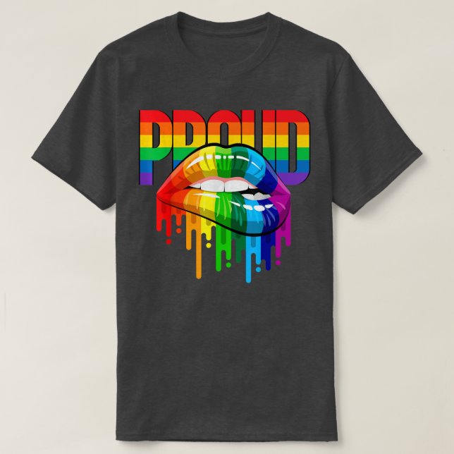 Camiseta Orgulloso Lip LGBTQ Rainbow Lip Orgullo Gay (Diseño del anverso)