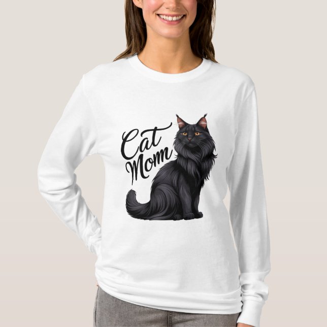 Camiseta Orgulloso Maine Coon Cat Mom T-Shirt (Anverso)