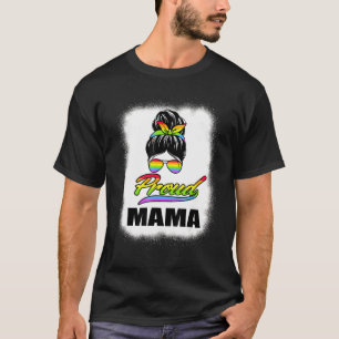 Camiseta Orgulloso Mama Messy Bun Lgbt Bandera Arcoiris Lgb