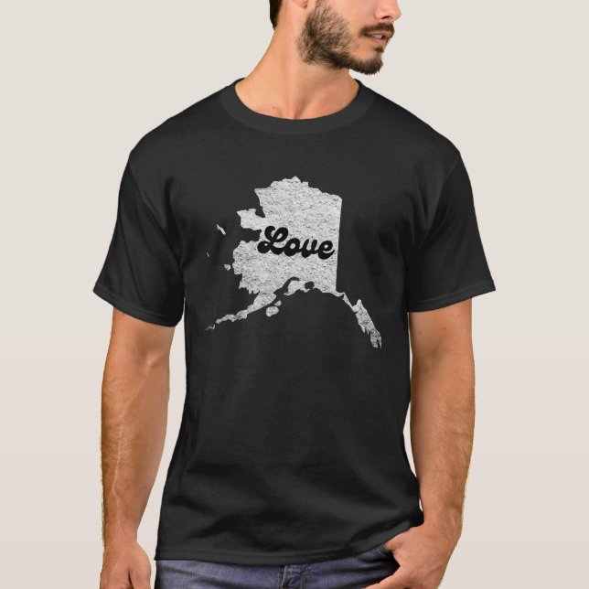 Camiseta orgulloso mapa de amor del estado de Alask Esquema (Anverso)