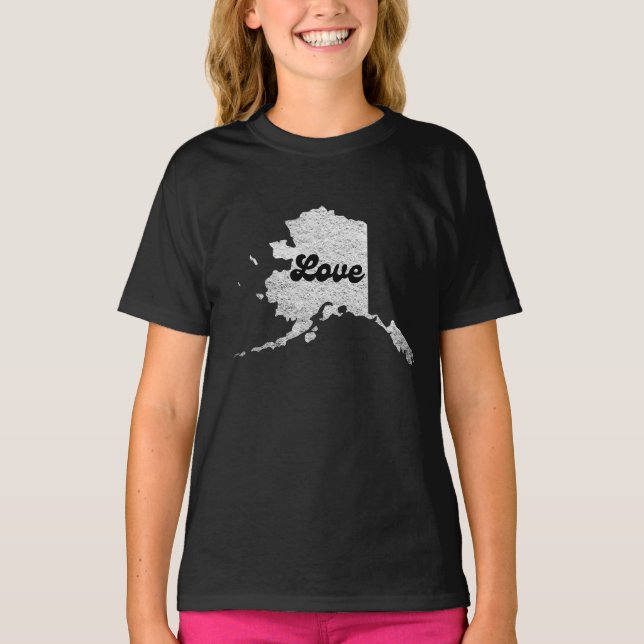 Camiseta orgulloso mapa de amor del estado de Alask Esquema (Anverso)