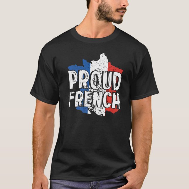 Camiseta Orgulloso mapa francés de Francia mapa bandera fra (Anverso)