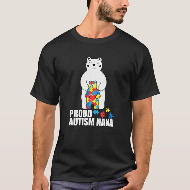 Camiseta Orgulloso Nana Bear Autismo Rompecabezas De Concie (Anverso)