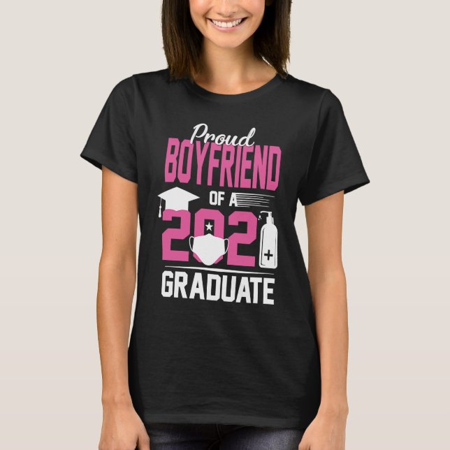 Camiseta Orgulloso novio de un graduado de 2021 con máscara (Anverso)