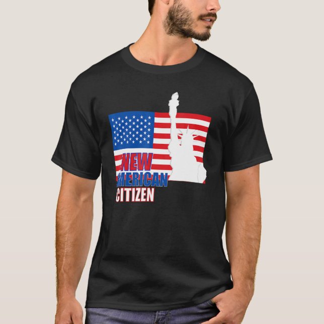 Camiseta Orgulloso Nuevo CIUDADANO Estadounidense Bandera C (Anverso)