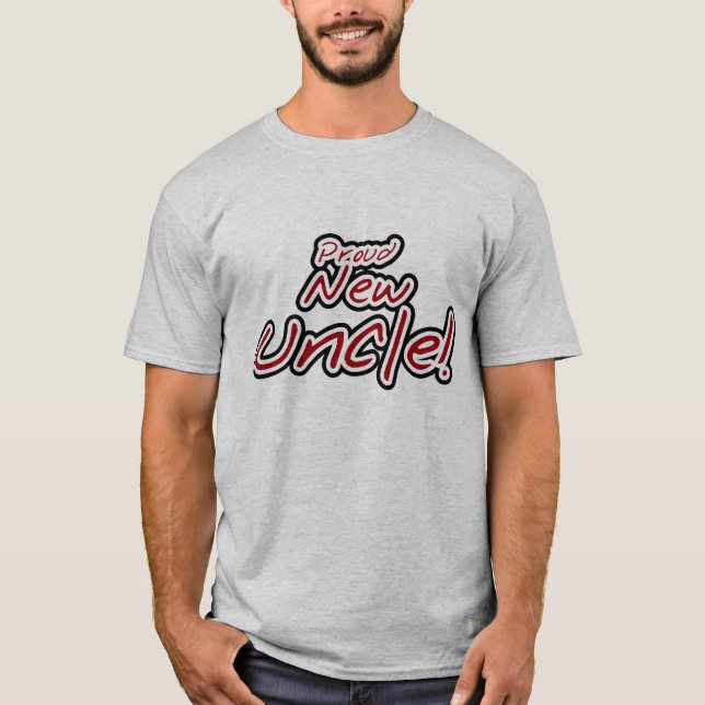 Camiseta Orgulloso nuevo tío - Texto rojo y negro (Anverso)