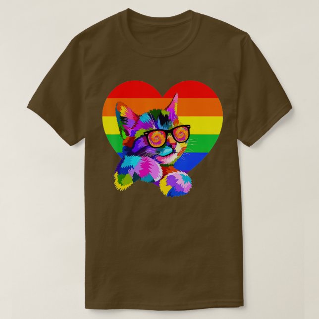 Camiseta Orgulloso Orgullo Gato Gay LGBT Bandera Transgéner (Diseño del anverso)