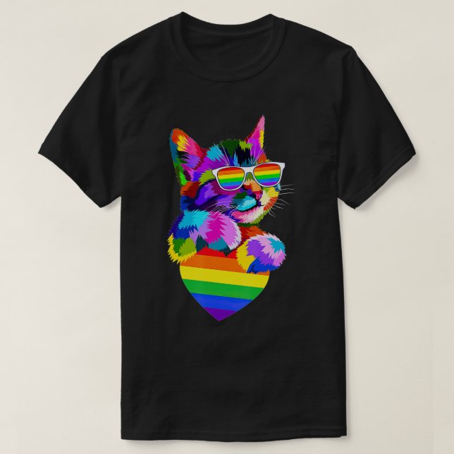 Camiseta Orgulloso Orgullo Gato Gay LGBT Bandera Transgéner (Diseño del anverso)