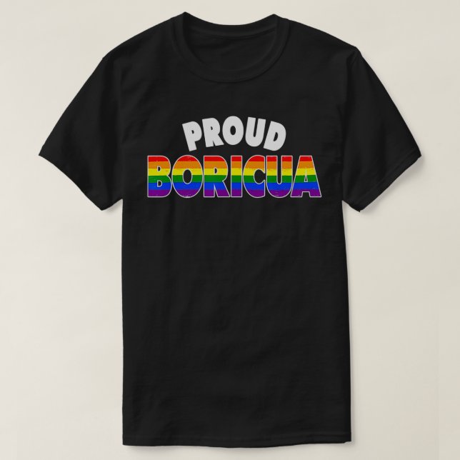 Camiseta Orgulloso Orgullo Gay Boricua LGBT Arcoiris Puerto (Diseño del anverso)