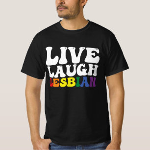 Camiseta Orgulloso Orgullo Lésbico LGBT Groovy Vive Ríe