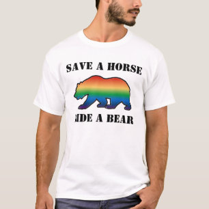 CAMISETA ORGULLOSO OSO GAY SALVA UN CABALLO MONTA UN OSO