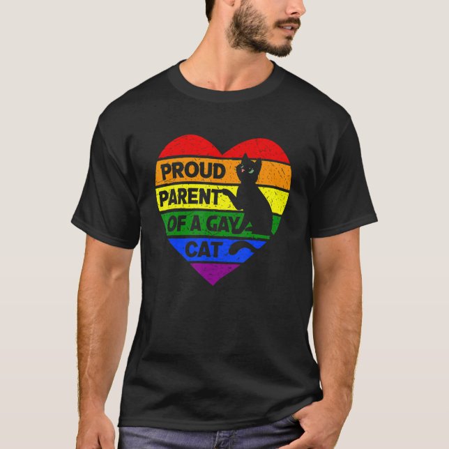 Camiseta Orgulloso Padre De Gato Gay Apoyo De Bandera LGBTQ (Anverso)
