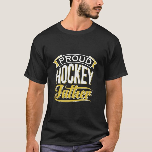 Camiseta Orgulloso padre de hockey acuarela nombrado modern (Anverso)