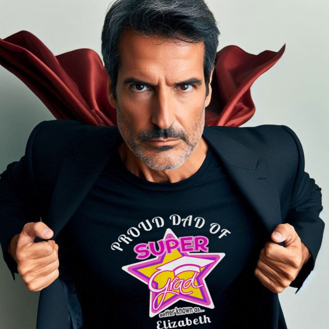 Camiseta ORGULLOSO PADRE DE Texto Editable En Oscuro Super  (Only for proud dads of their Super Grad daughter!)