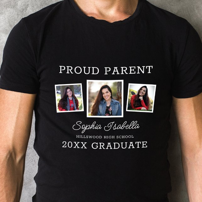 Camiseta Orgulloso padre de un graduado de tres fotos (Subido por el creador)