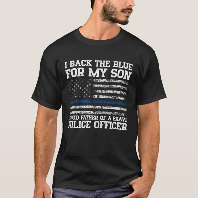 Camiseta Orgulloso Padre De Un Valiente Oficial De Policía  (Anverso)