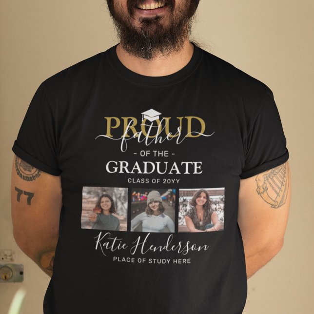 Camiseta Orgulloso padre del Collage de fotos de Graduados (Subido por el creador)