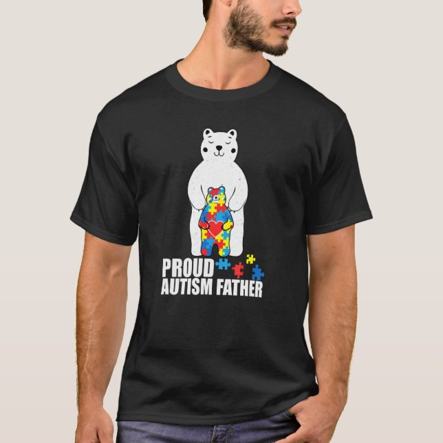 Camiseta Orgulloso padre oso autismo rompecabezas de concie (Anverso)