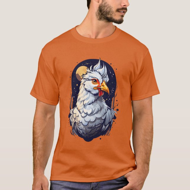 Camiseta Orgulloso pájaro sobre fondo de cielo nocturno (Anverso)