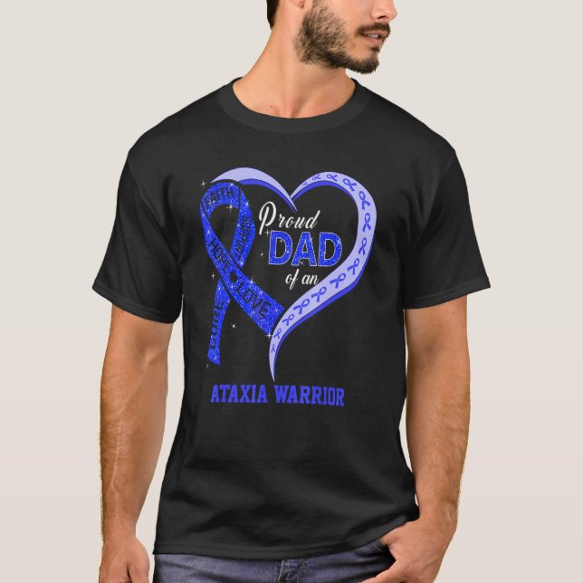 Camiseta Orgulloso Papá De Un Guerrero Ataxia Cinta Azul (Anverso)