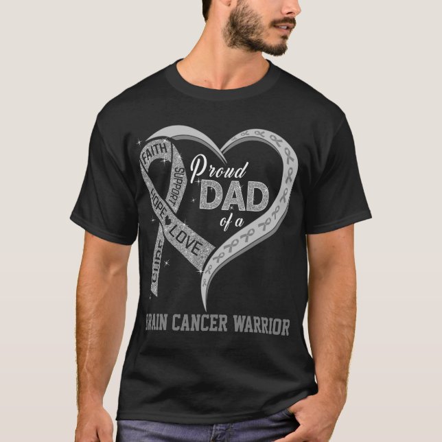 Camiseta Orgulloso Papá De Un Guerrero Del Cáncer De Cerebr (Anverso)