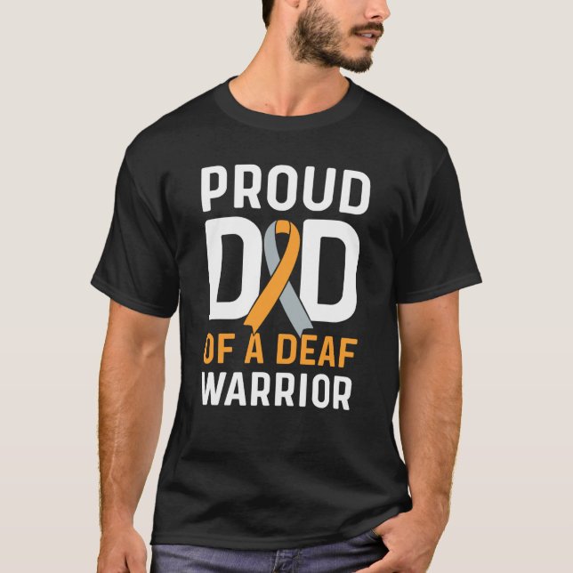 Camiseta Orgulloso Papá De Un Idioma De Rótulo Sordo Guerre (Anverso)