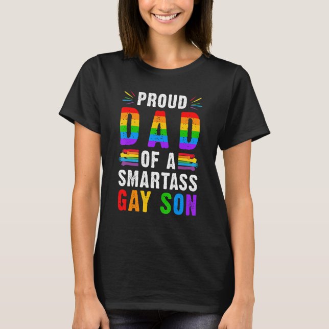 Camiseta Orgulloso Papá De Un Satisfactorio Hijo Gay Lgbt A (Anverso)