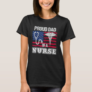 Camiseta Orgulloso Papá De Una Enfermera Cuidando La Bander