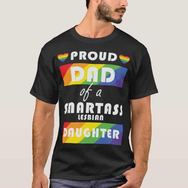 Camiseta Orgulloso Papá De Una Hija Lesbiana Orgullo LGBT (Anverso)