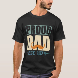 Camiseta Orgulloso Papá Est1974 Los Mejores Puns Del Día De