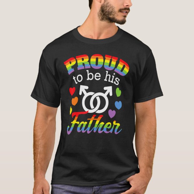 Camiseta Orgulloso papá Gay Son Bandera del Orgullo Arcoiri (Anverso)
