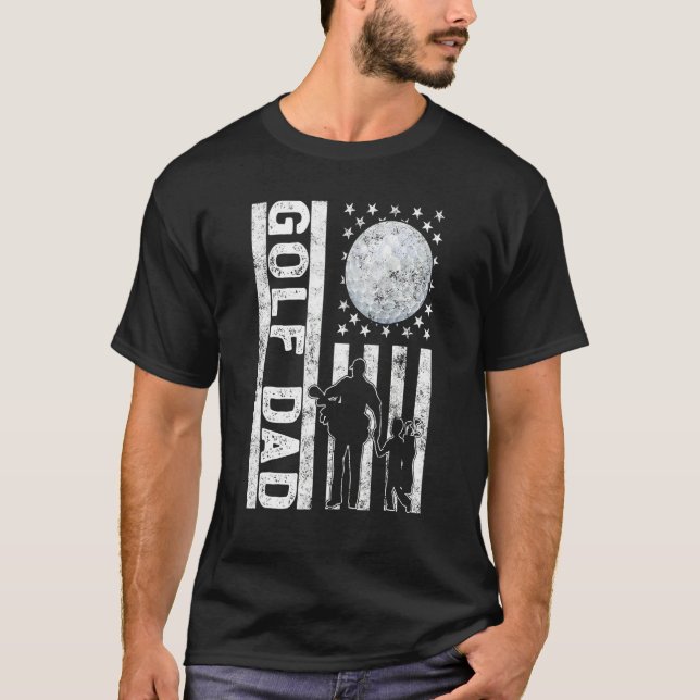 Camiseta Orgulloso Papá Golf Retro Bandera Americana Deport (Anverso)