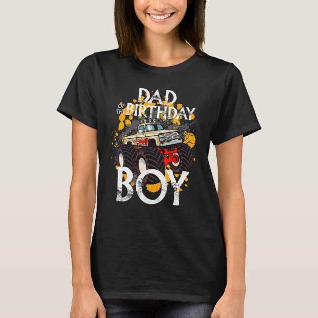 Camiseta Orgulloso papá niño de cumpleaños monstruo camione (Anverso)