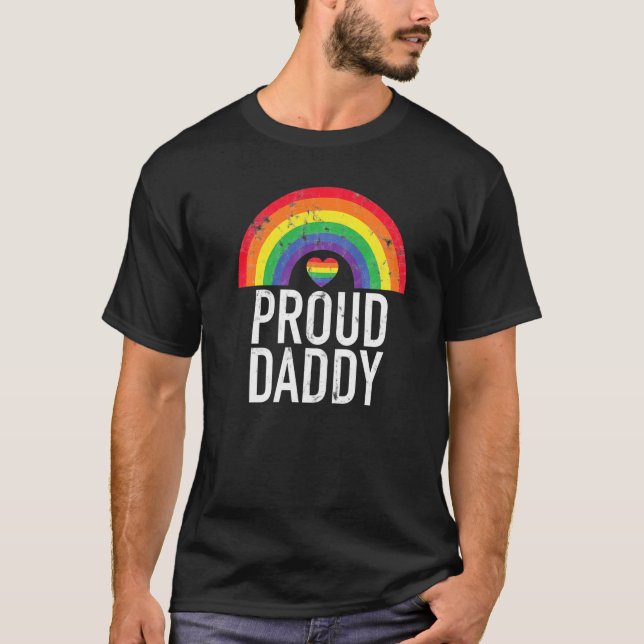 Camiseta Orgulloso papá Retro Arcoiris Papá Orgullo Gay Lgb (Anverso)