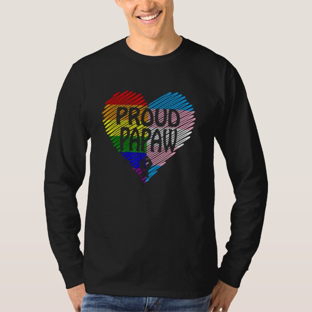 Camiseta Orgulloso Papaw Lgbt Con Arcoiris Y Bandera Transg (Anverso)