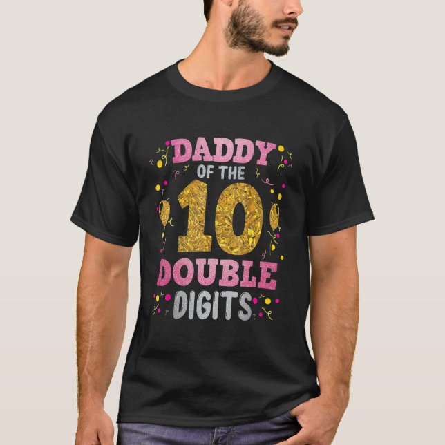 Camiseta Orgulloso Papi Del Chica Del Décimo Dígito Doble (Anverso)
