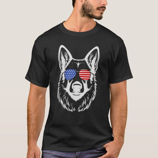 Camiseta Orgulloso pastor alemán gafas de sol de la bandera (Anverso)