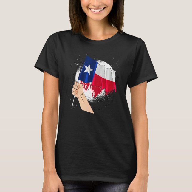 Camiseta Orgulloso Patriótico Textil Bandera De Texas Eeuu  (Anverso)