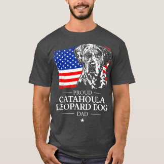 Camiseta Orgulloso perro leopardo de Catahoula papá bandera