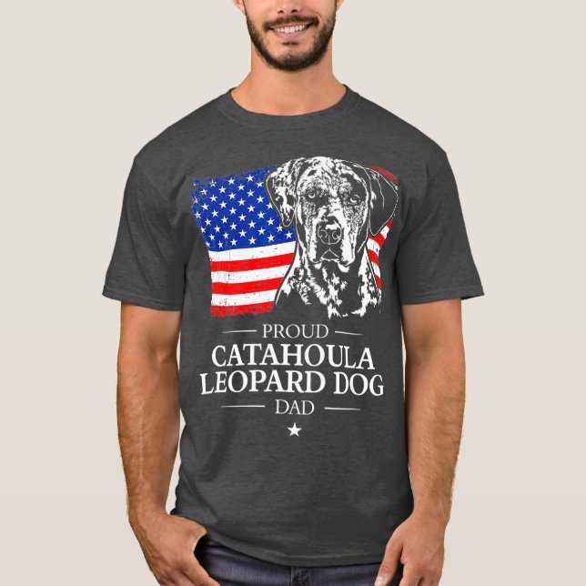 Camiseta Orgulloso perro leopardo de Catahoula papá bandera (Anverso)