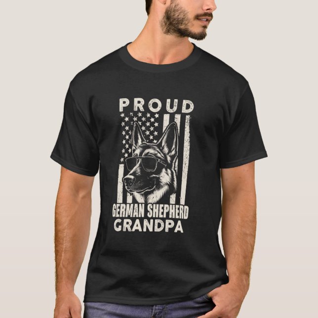 Camiseta Orgulloso perro pastor alemán abuelo bandera ameri (Anverso)